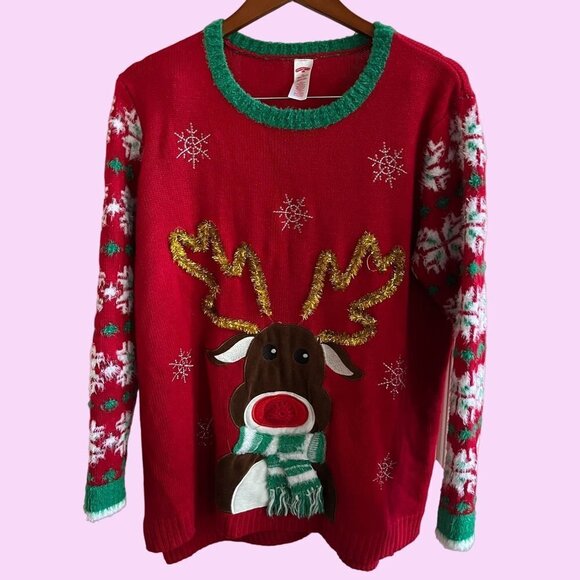 Christmas Xmas Sweater Womens 2X Multicolor‎ Long Sleeve Heavy Knit Pullover - Picture 1 of 9